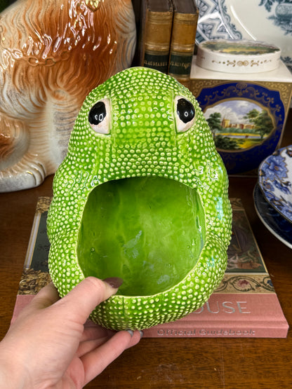 Vintage Signed Jean Roger Paris Green Frog Cachepot | France, Iconic 1962 Design | 8”