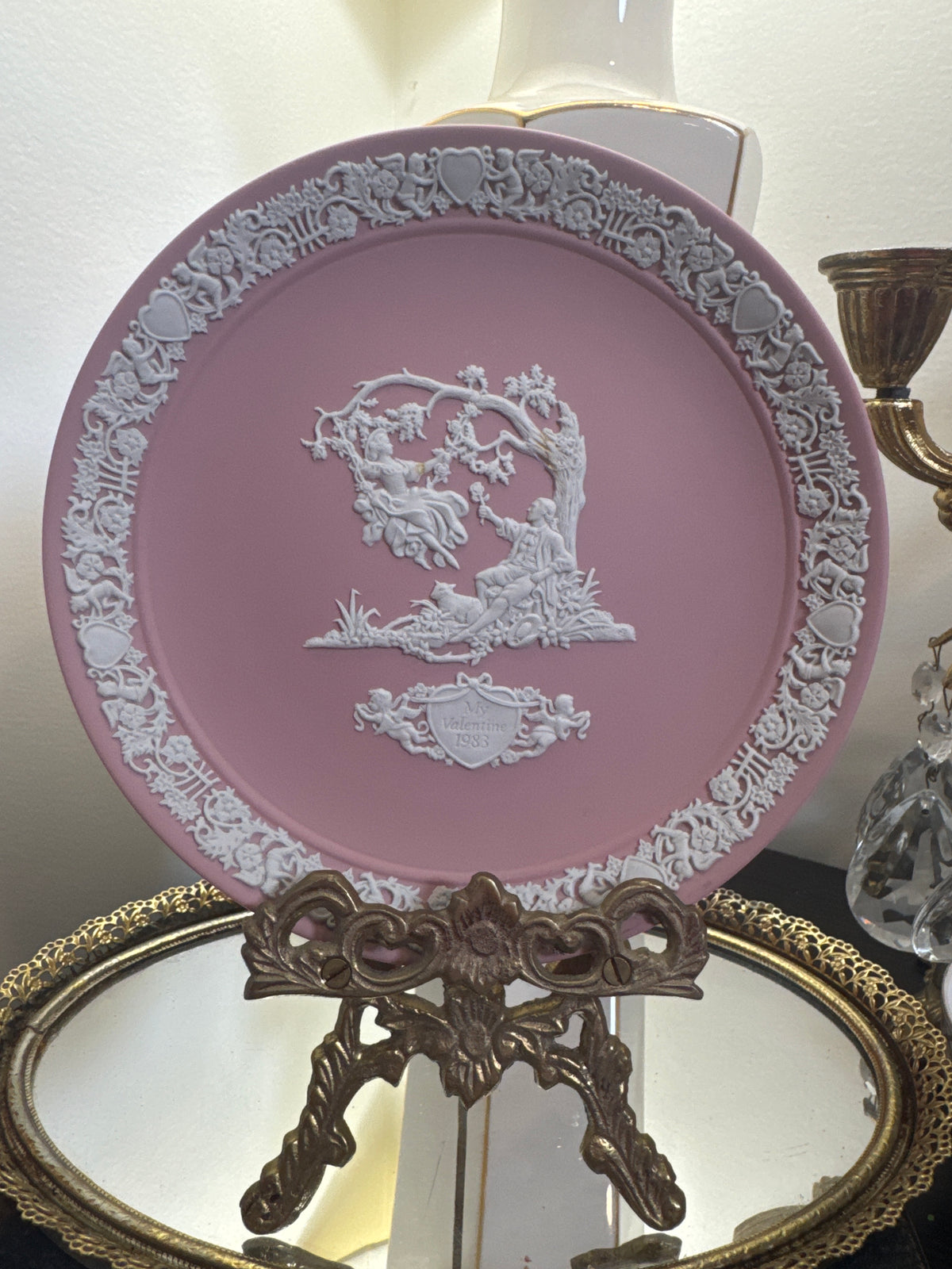 Wedgwood white pink My Valentine plate 1983