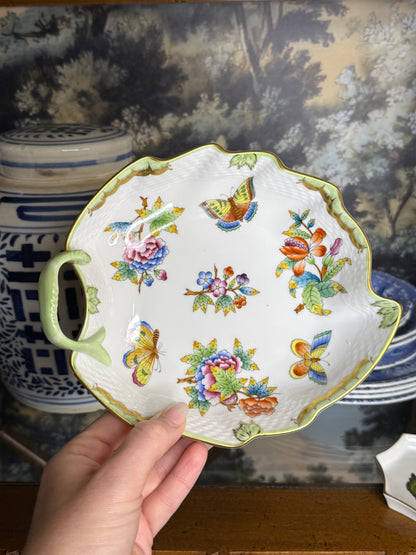 RESERVED - MINNIE - Vintage Herend Queen Victoria Leaf Dish | VBO 204 | Hand-Painted Porcelain | Hungary | 8”