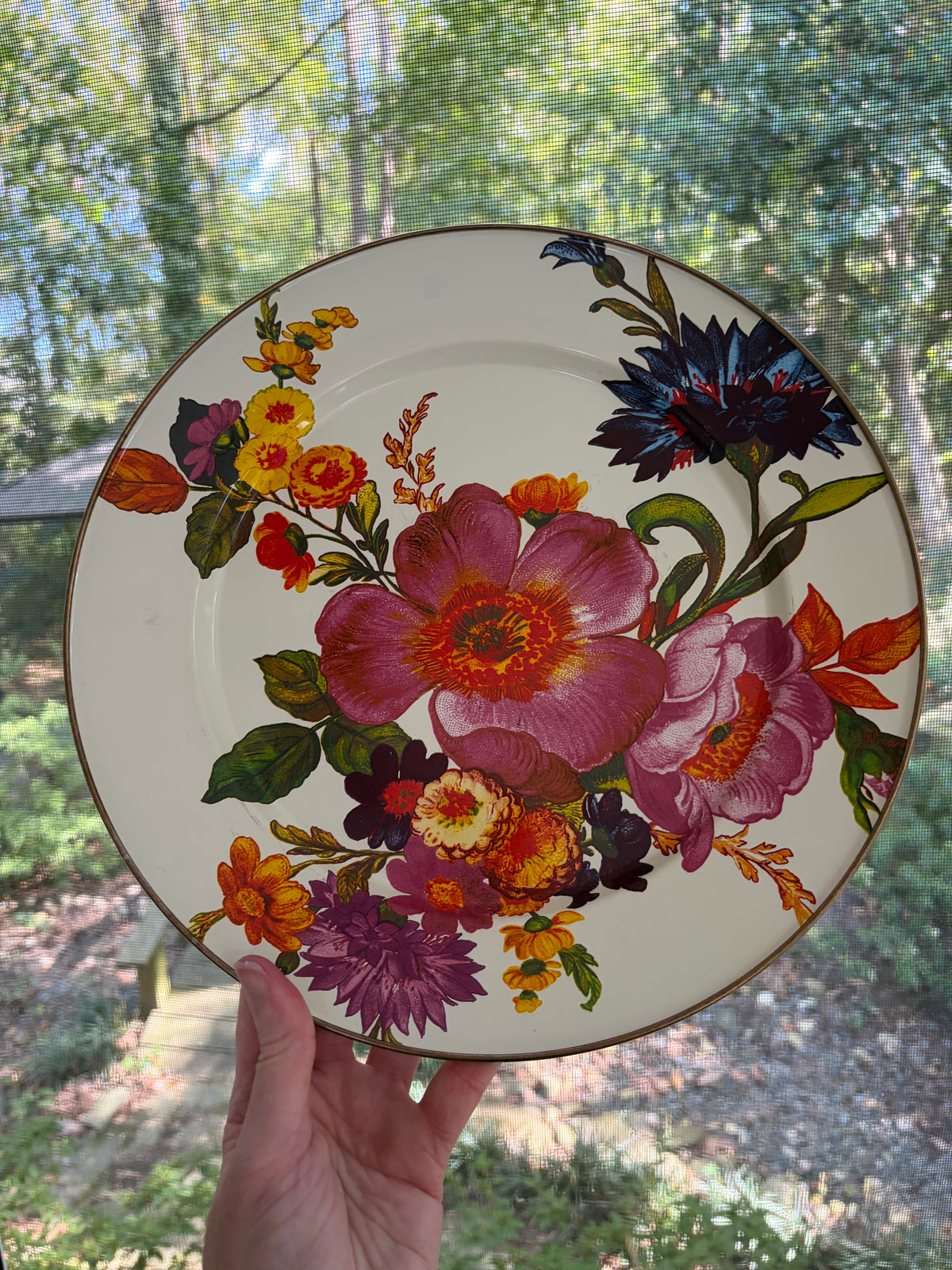 Lovely Mackenzie Childs enamel charger!