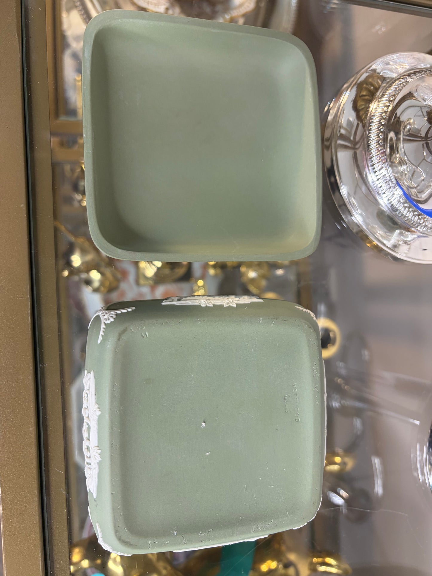 Wedgwood sage green square trinket box!