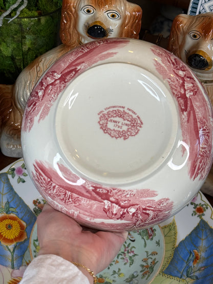 Vintage Royal Staffordshire Jenny Lind 1795 Red Transferware Serving Bowl | England | 8.25”