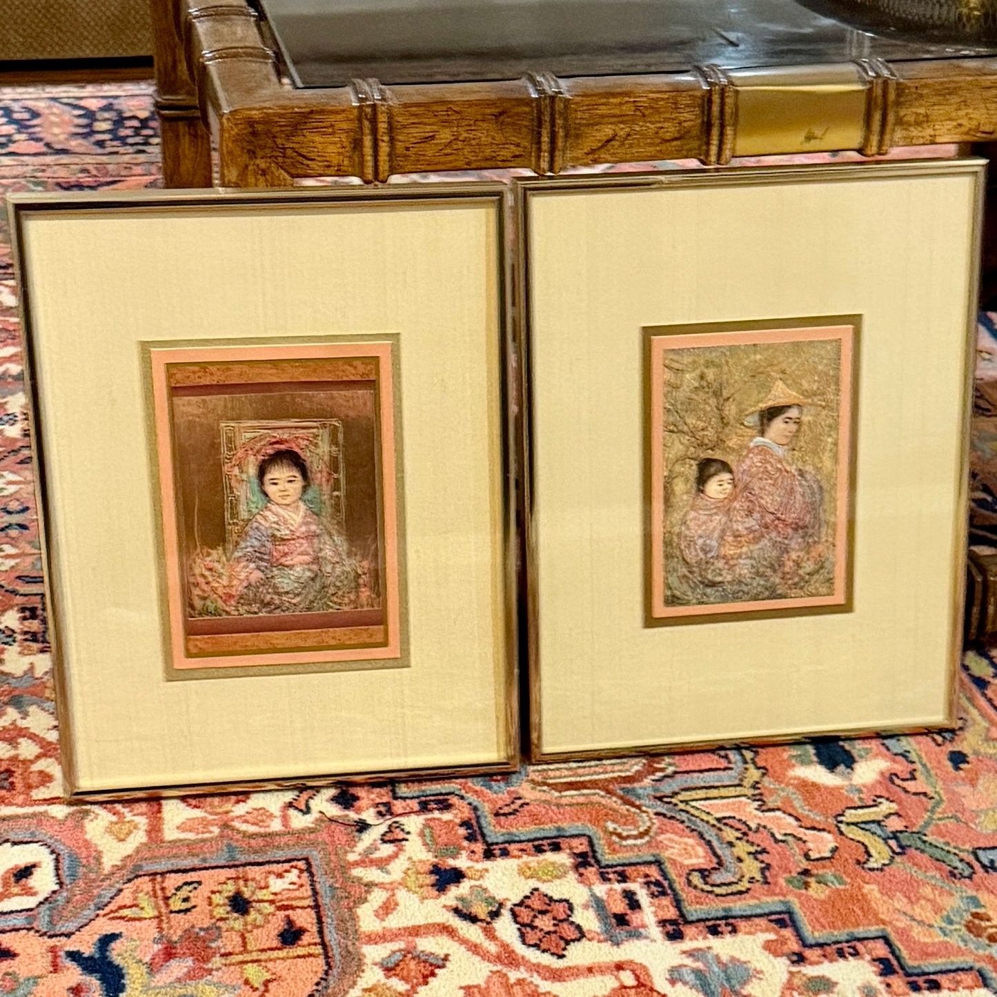Set of two vintage  lithograph prints by renown American artist Edith Hibel 14 x 11 ea