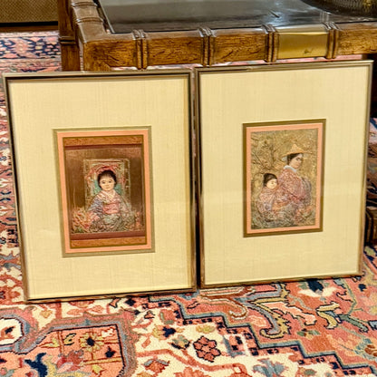 Set of two vintage  lithograph prints by renown American artist Edith Hibel 14 x 11 ea