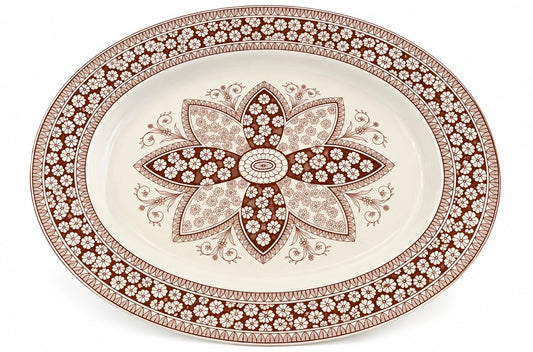 Antique Copeland Primrose Aesthetic Movement Brown Transferware Platter, c. 1883