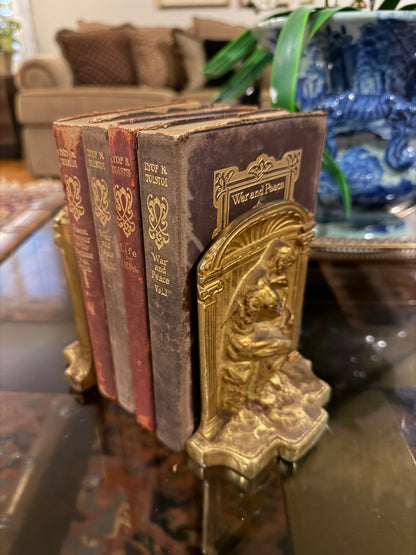 pair of handsome & heavy bookends " the thinker"