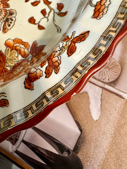 Beautiful Vintage Copeland Spode “India Tree” Oval Vegetable Bowl – Rust Orange, 9”