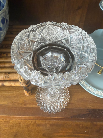 Reserved Cynthia Live 5/14 - Antique American Brilliant 9” Crystal Compote