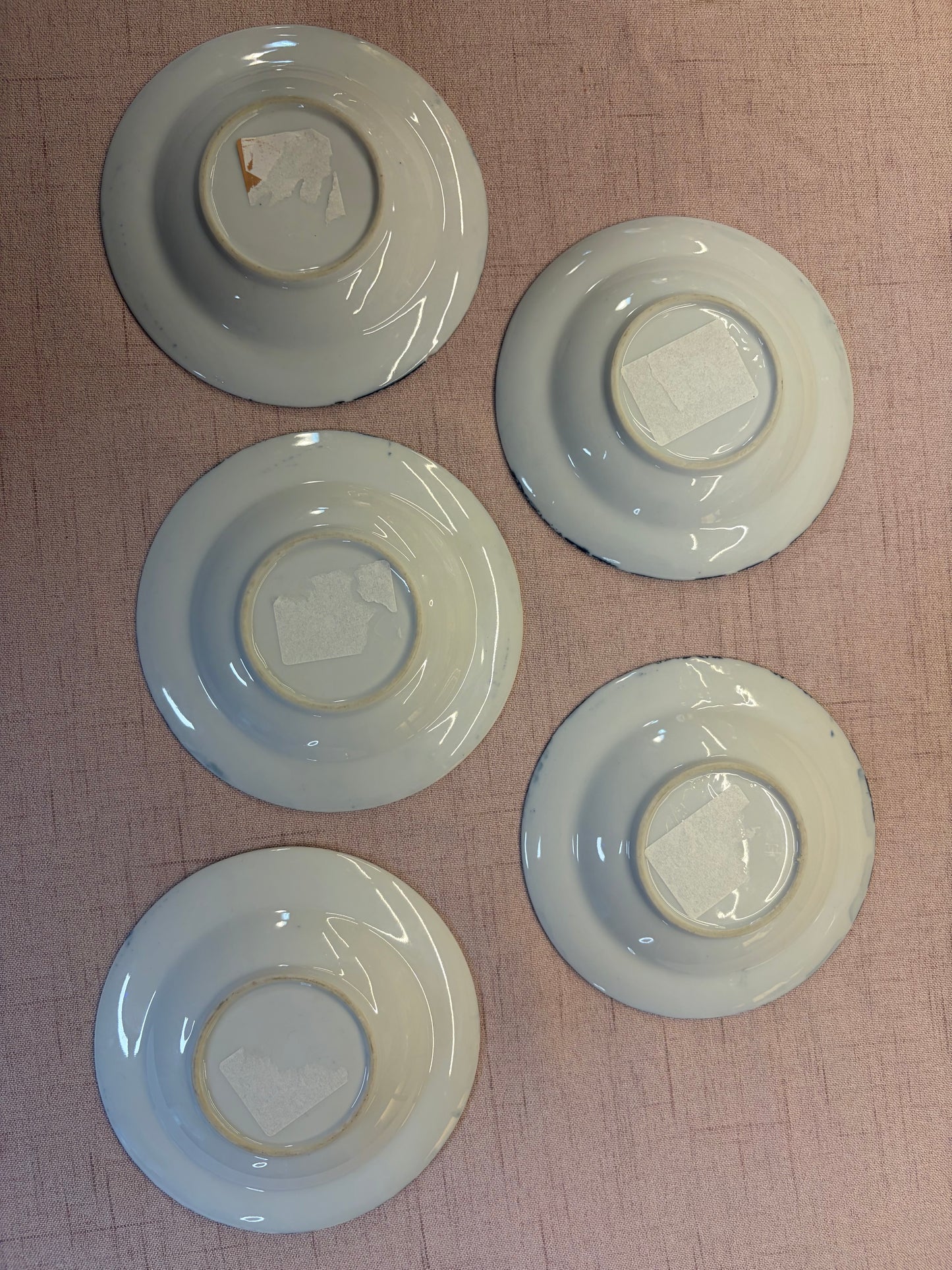 Beautiful French Blue Willow small shallow bowls set of 5!