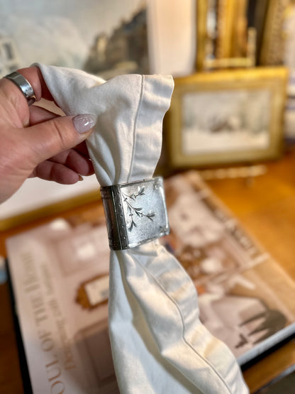 Vintage Silver Plated Figural Book-Shaped Napkin Ring Monogrammed “Jack”, 2”