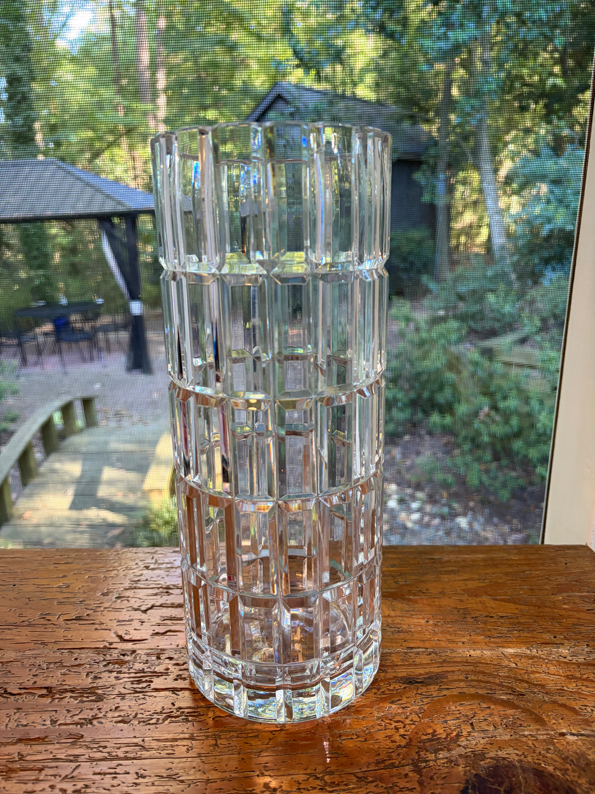 Stunning Dresden crystal 12” tall vase!