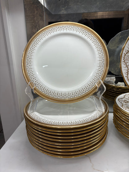 Antique 1890’s - Set (12) Cauldon Dinner Plates, 10”D - Pristine!