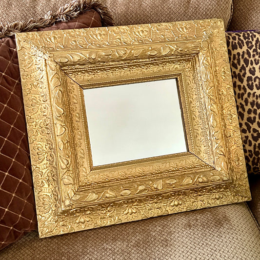Stunning older vintage gold gilt on wood baroque mirror