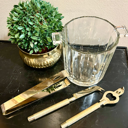 Vintage designer Georges Briard gold plated 3 piece bartool set