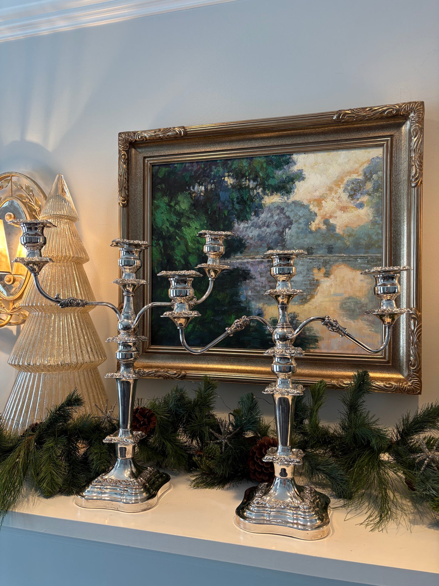 Pair of Silver Plated Convertible 18” Candleabras