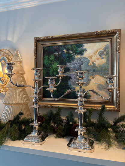 Pair of Silver Plated Convertible 18” Candleabras