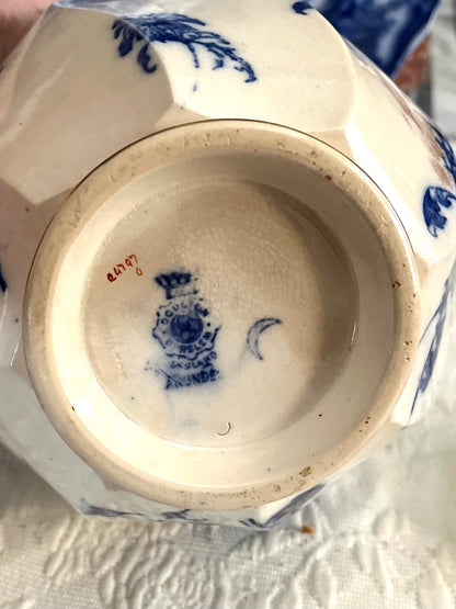 RESERVED - CASEY - Live 09/22 Exceptional 19th Century Doulton Burslem A4797 Blue & White Gilt Biscuit Jar – c.1891–1902 Biscuit #2