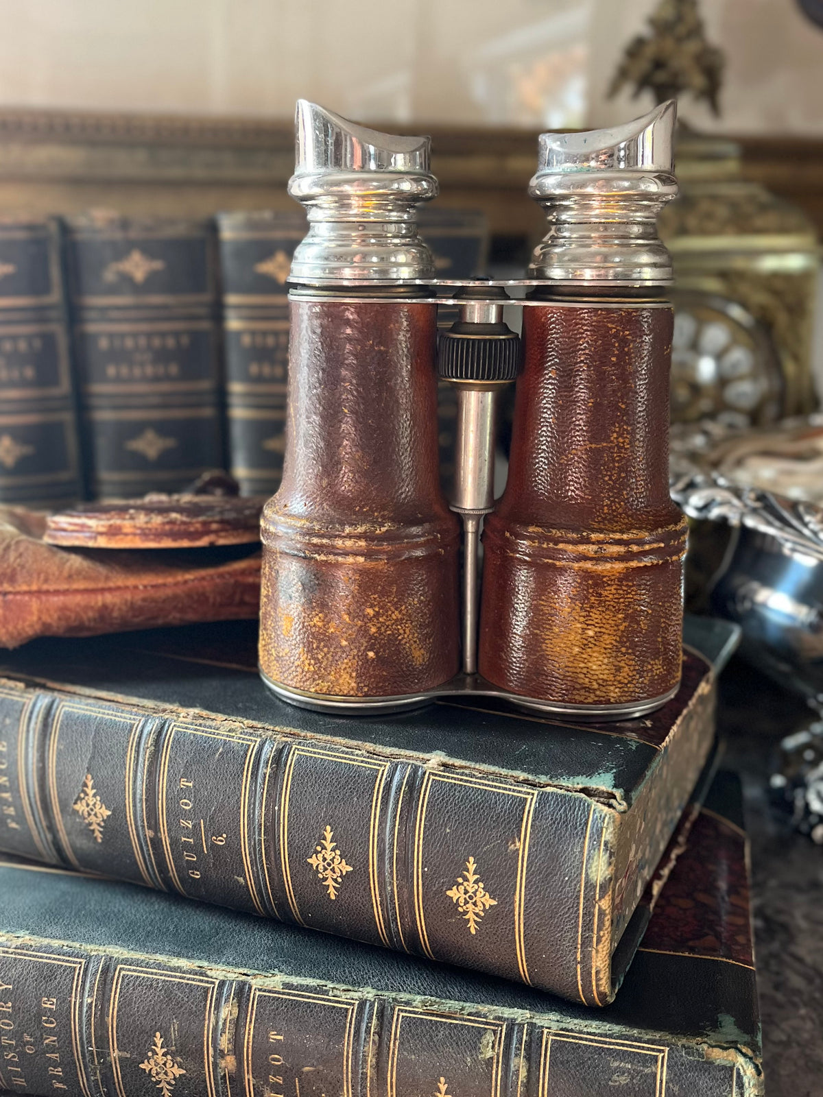 Antique French “Day & Night” Chevalier Paris Binoculars with Original Leather Case