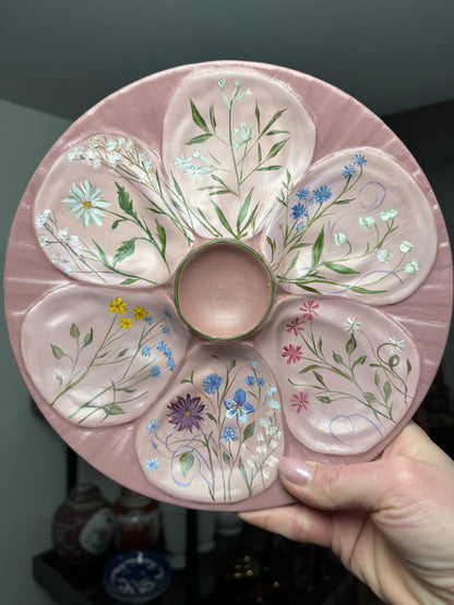 Hand painted oyster plate floral