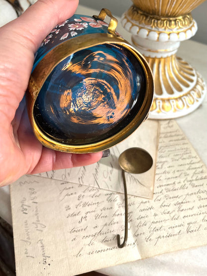 French Enameled Glass Seau à Glace in Bronze Doré Frame, c. 1890–1910