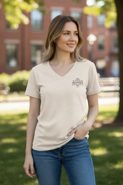 Rare and Worn | Plate Hoarder - Collector’s Mark V-neck Relaxed Tee - Soft Ivory