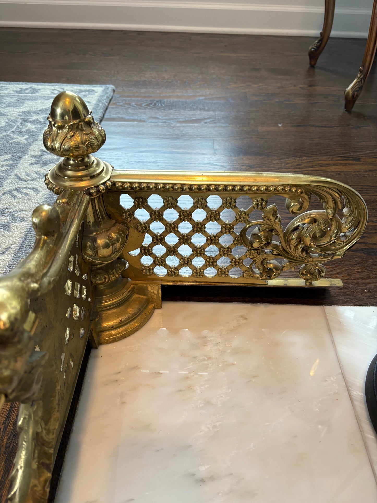 Large Brass Fireplace Fender