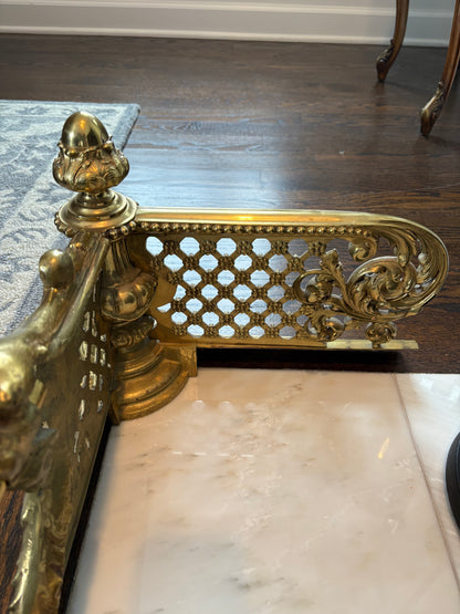 Large Brass Fireplace Fender