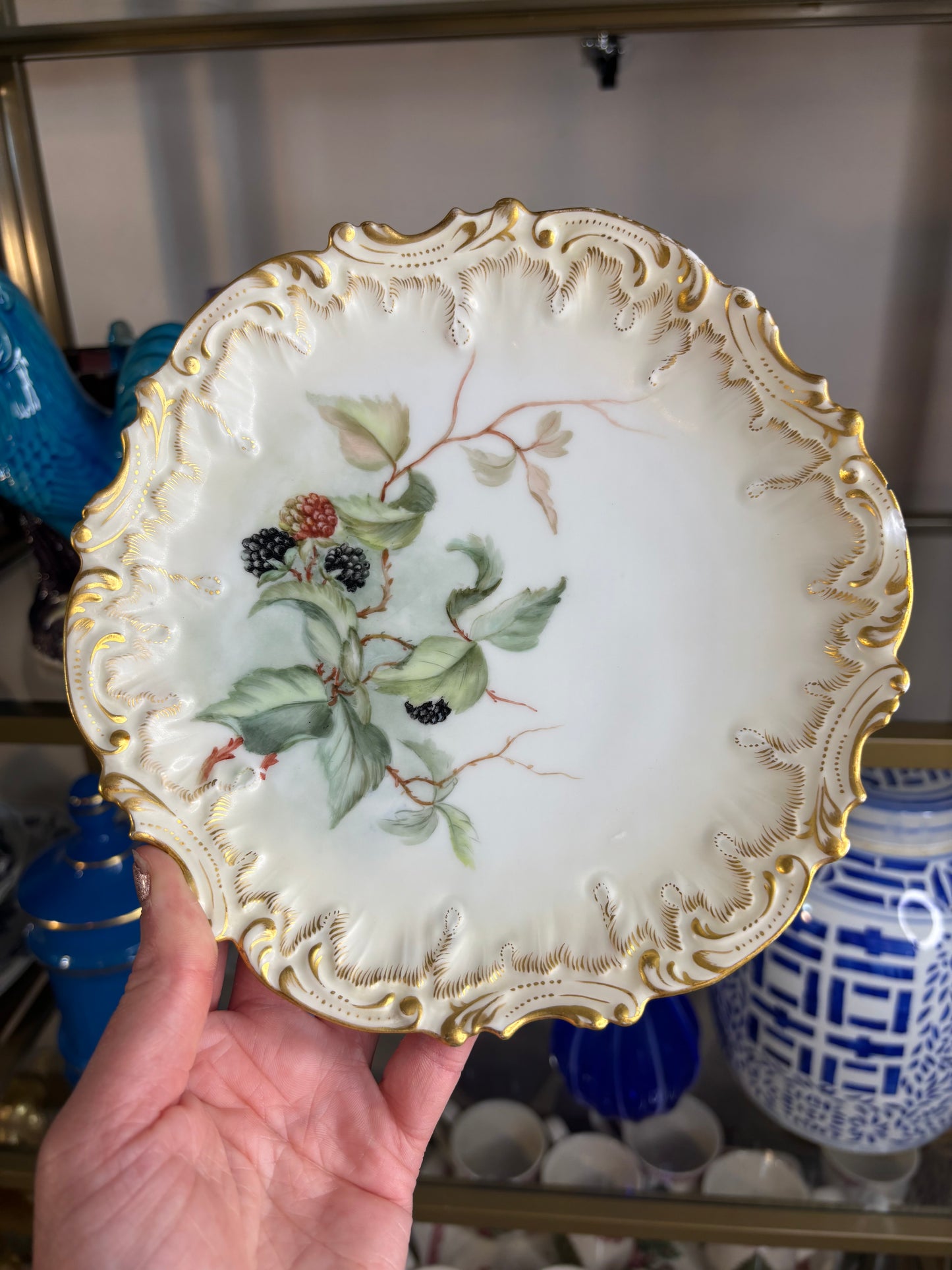 Gorgeous Limoges plate set with gold and florals! As is!