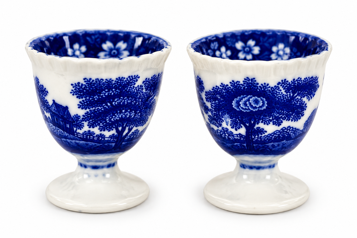 Early 20th Century Copeland Spode Tower Blue Single Pedestal Egg Cup