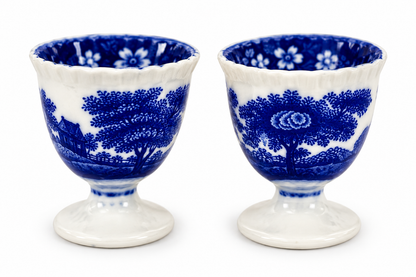 Early 20th Century Copeland Spode Tower Blue Single Pedestal Egg Cup