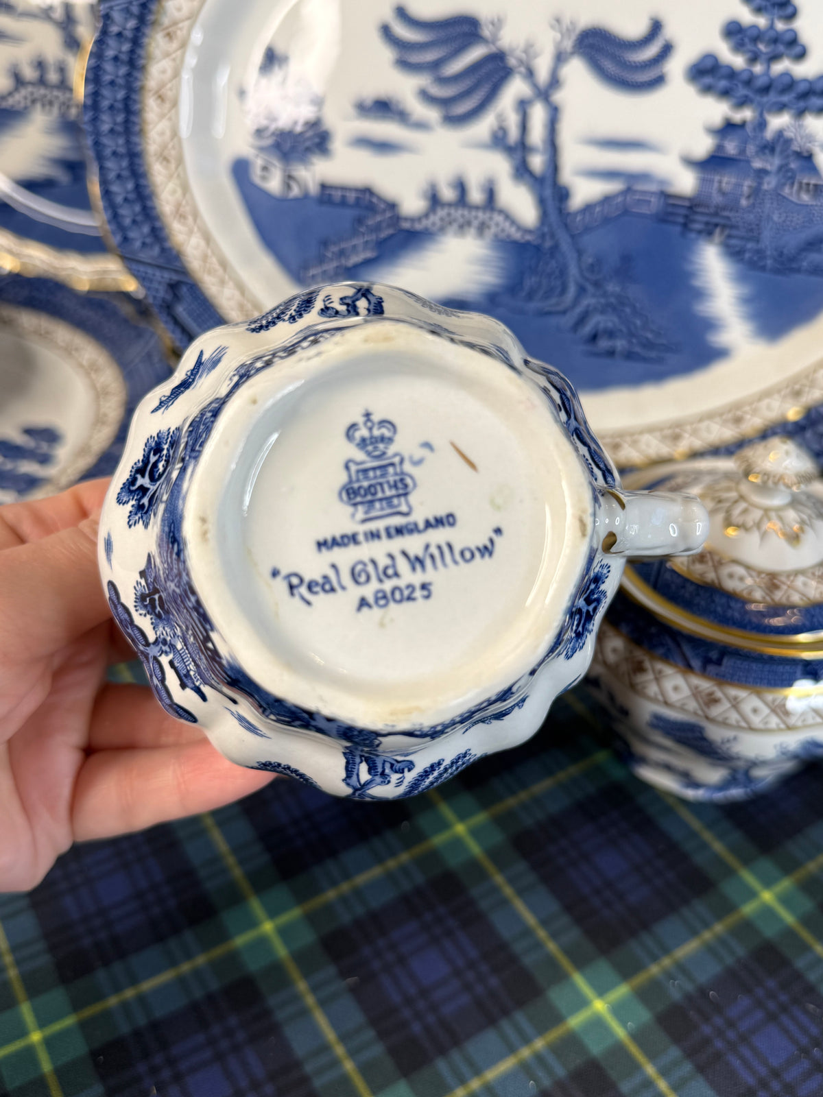 Vintage Booths Real Old Willow Creamer & Covered Sugar Bowl Set | A8025 | Made in England