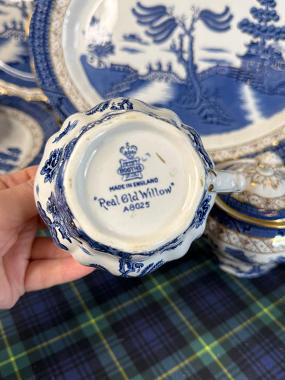 Vintage Booths Real Old Willow Creamer & Covered Sugar Bowl Set | A8025 | Made in England