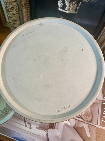 Antique Edwardian Wedgwood Lilac Jasper Dip & Silver Plate Biscuit Barrel, England c.1903, 5.25"