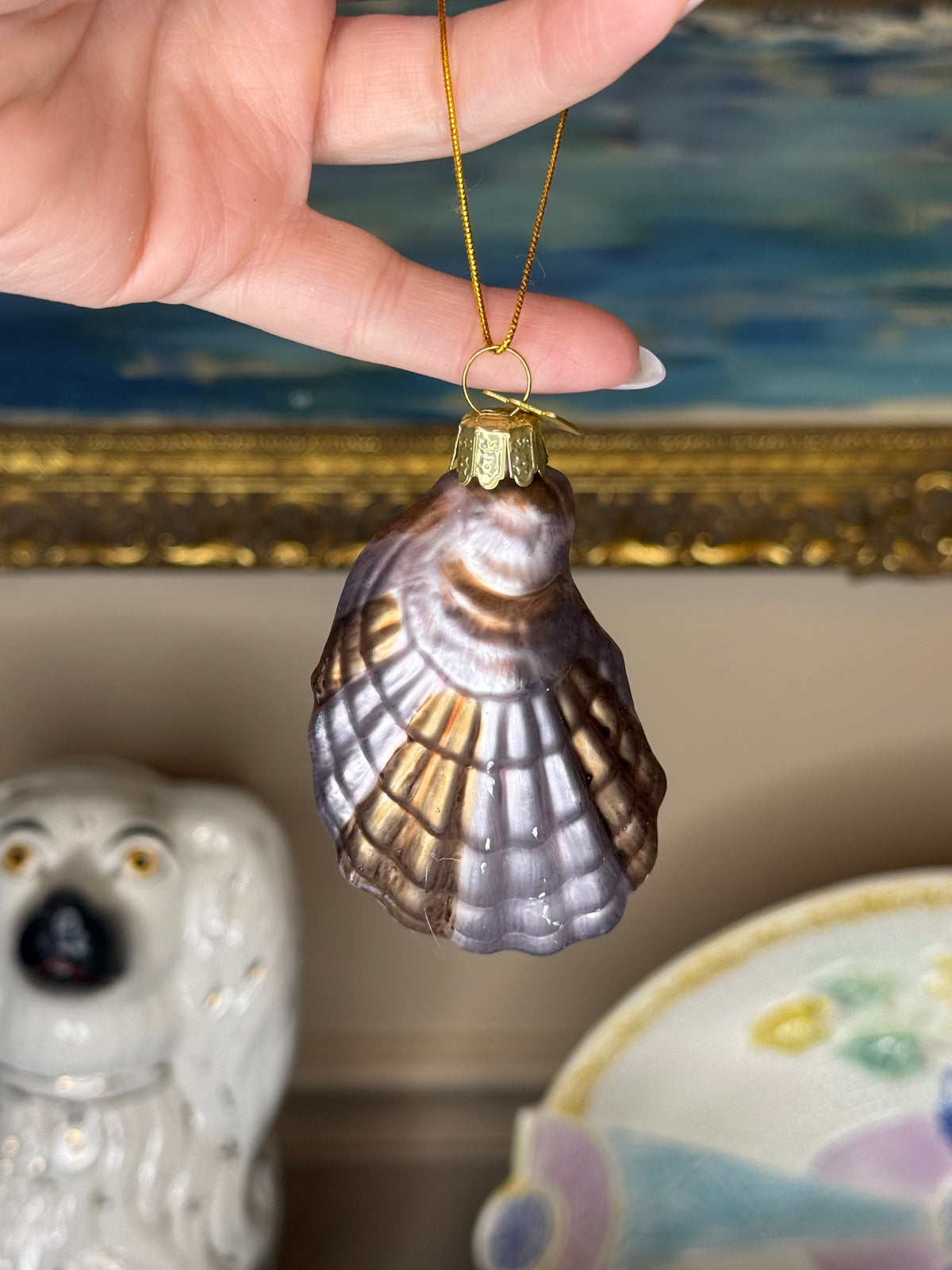 Kurt S. Adler Noble Gems™ Glass Oyster Shell with Pearl Christmas Ornament | Coastal Holiday Decor