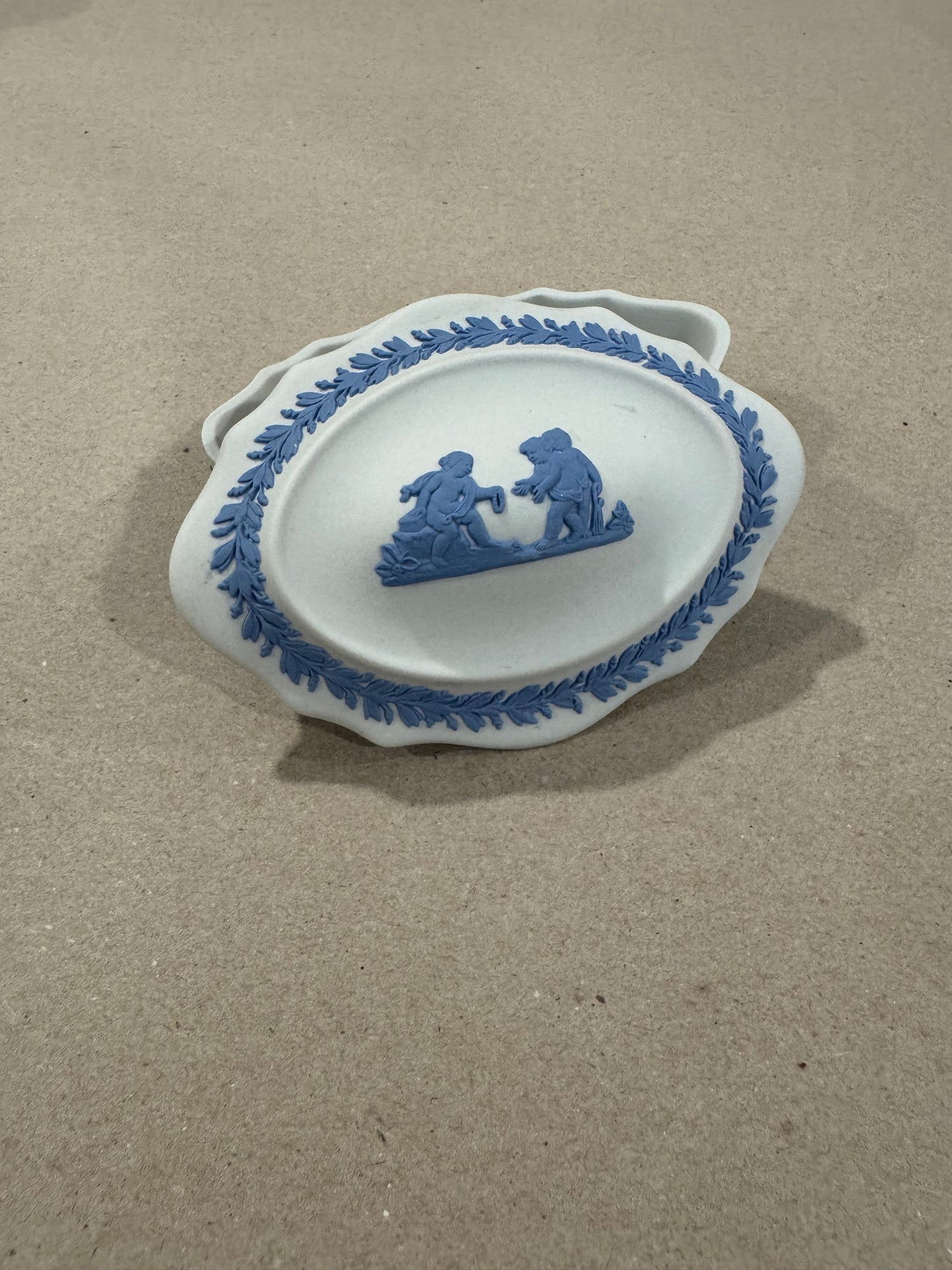 Wedgwood white and blue oval trinket box