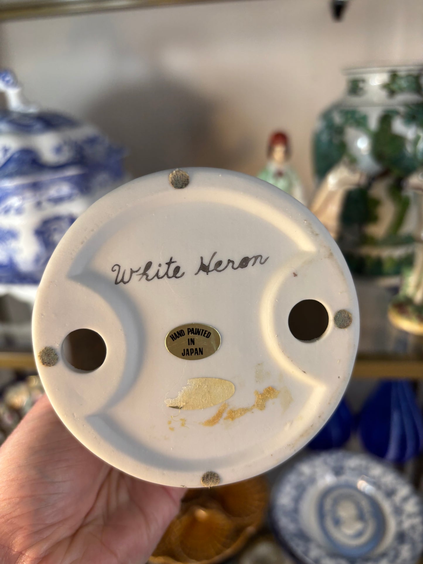 Lovely handpainted egret!