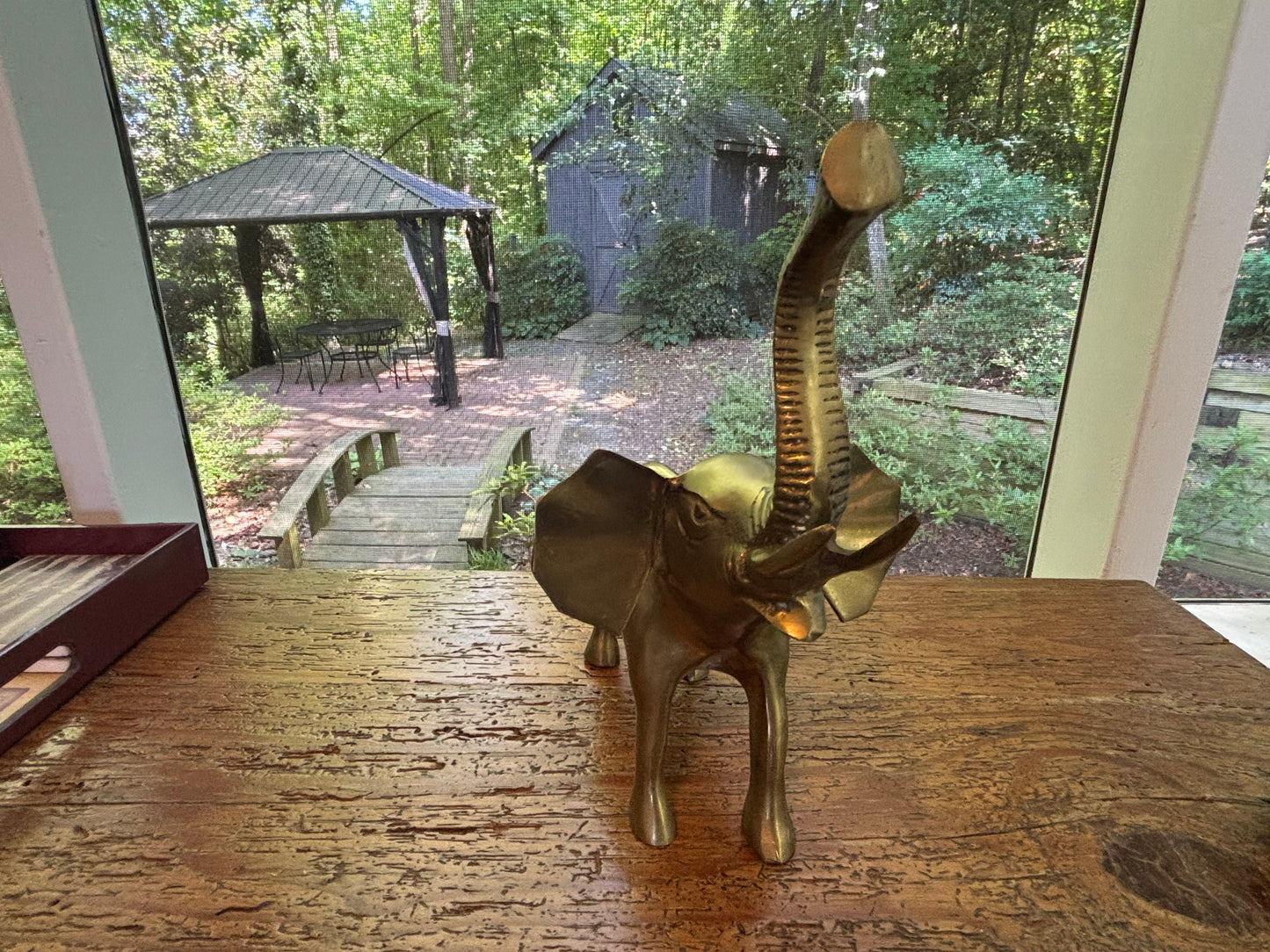 Beautiful brass elephant with trunk up!