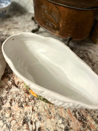 Elegant Mid Century Italian Hand Painted Goose Covered Dish – Base Greens, Rose & Gold