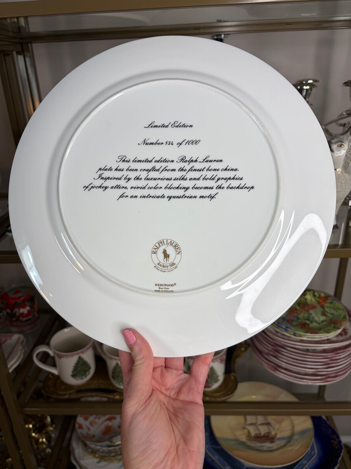 Collectible and rare 1992 Ralph Lauren "Jockey Silk" limited edition collector plate made by Wedgwood! No. 536