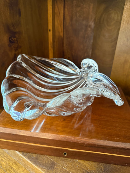 Rare Vintage Signed Cartier Italian Murano Hand Blown Glass 10” Shell Bowl