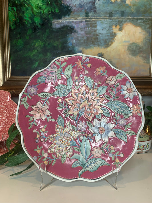10" Pink Floral Plate by Andrea by Sadek