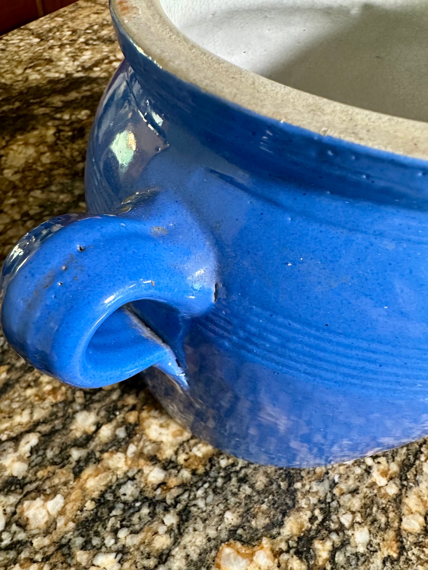 Reserved for K. Schrader Hearts for Spokane Charity Auction - VINTAGE FRENCH BLUE CONFIT POT