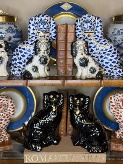 Danny’s Fine Porcelain: Black/White, 6” Tall Mantle Spaniel Dog Pair