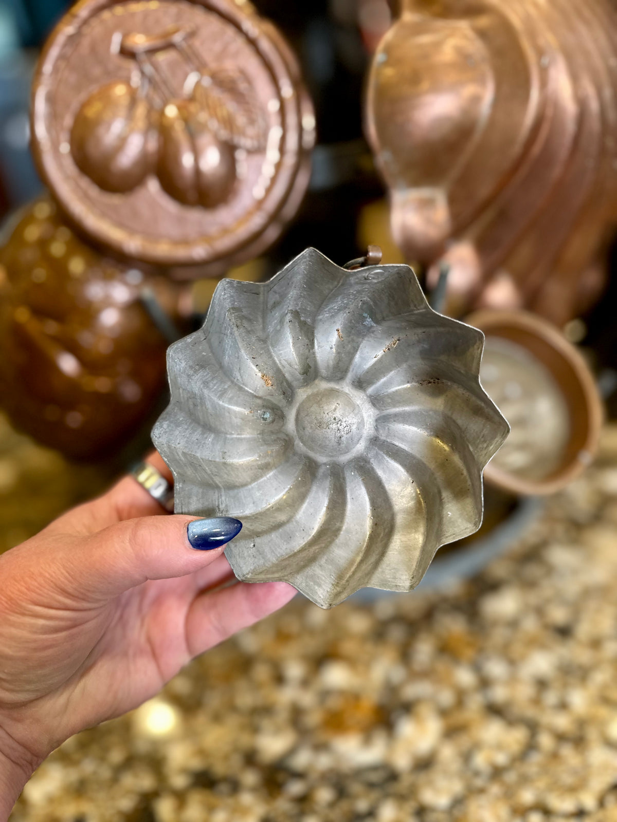 Vintage Fluted Round Copper Kitchen Mold