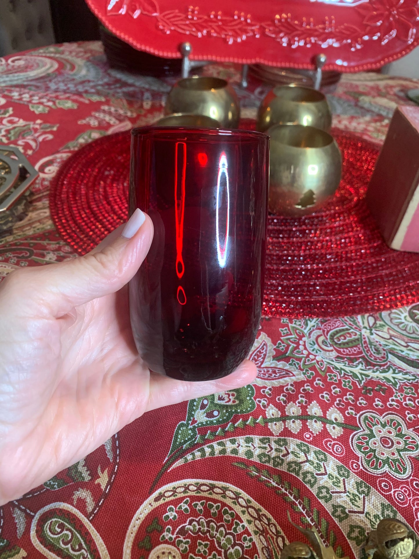 Set (6) Anchor Hocking Roly poly Royal Ruby juice glasses