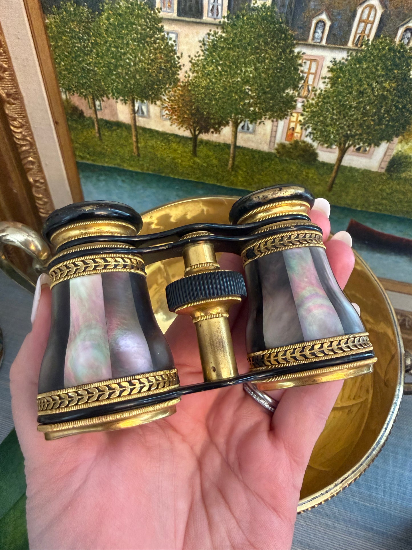 Antique Grey Mother of Pearl Lemaire Paris Opera Glasses