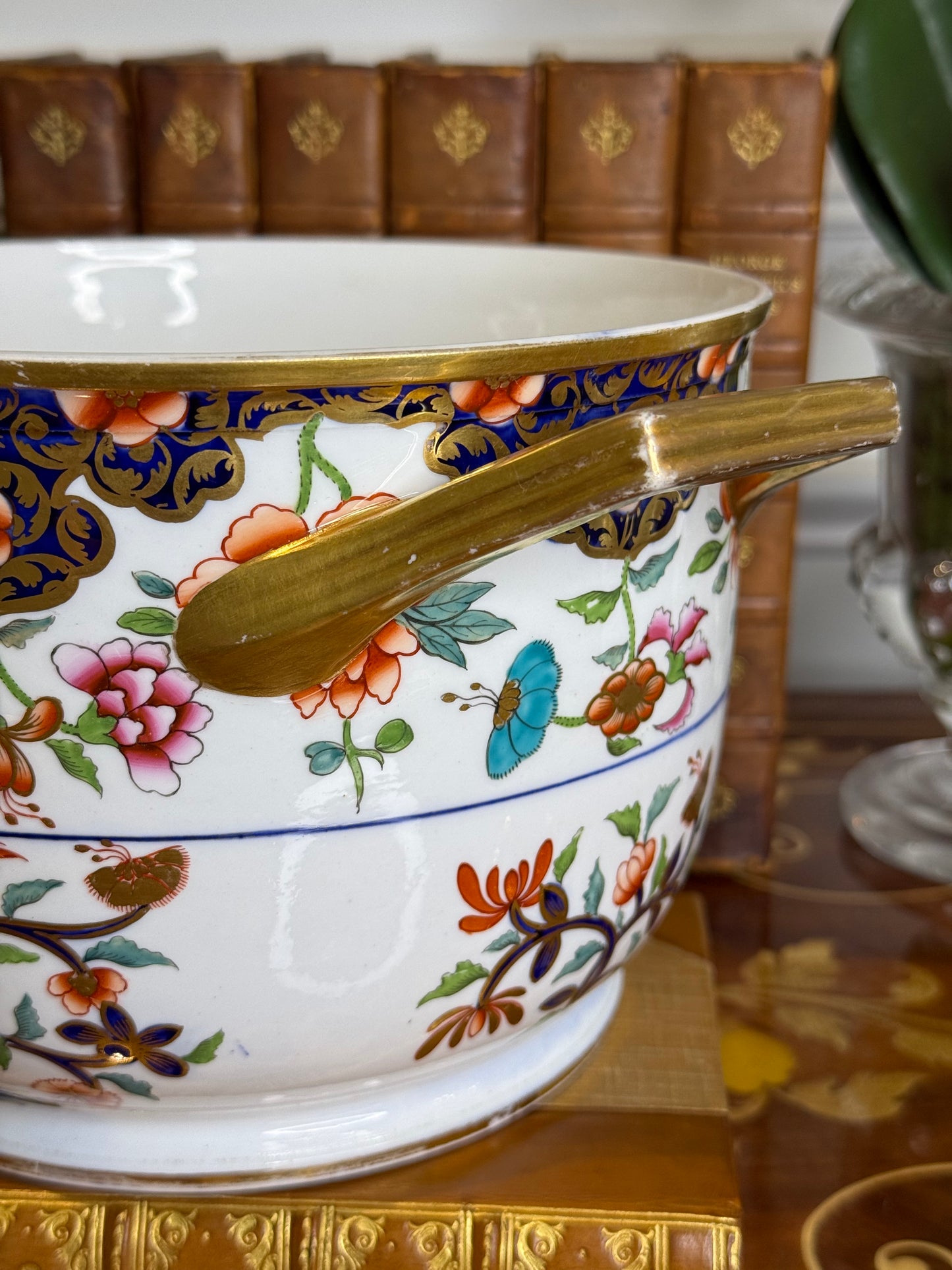 RESERVED - CASEY - Antique Spode Imari Wine Cooler, Pattern 2630, c.1810, 9”W with Gilt Handles – #DA4540