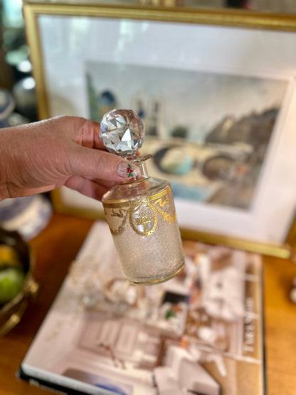 Antique St Louis Crystal Perfume Bottle Decanter & Cordial Glasses
