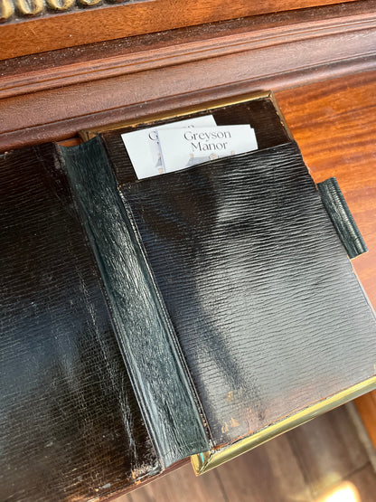 French Boulle-Style Aide de Mémoire in Red Tortoiseshell & Brass with Original Leather Interior