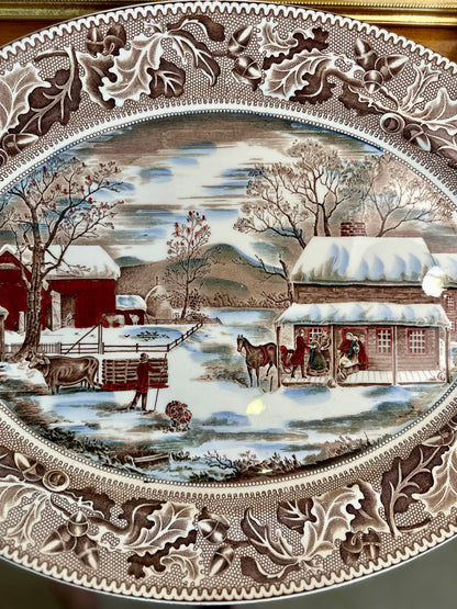 Vintage Johnson Brothers “Historic America" Holiday Platter, Made in England, 20"